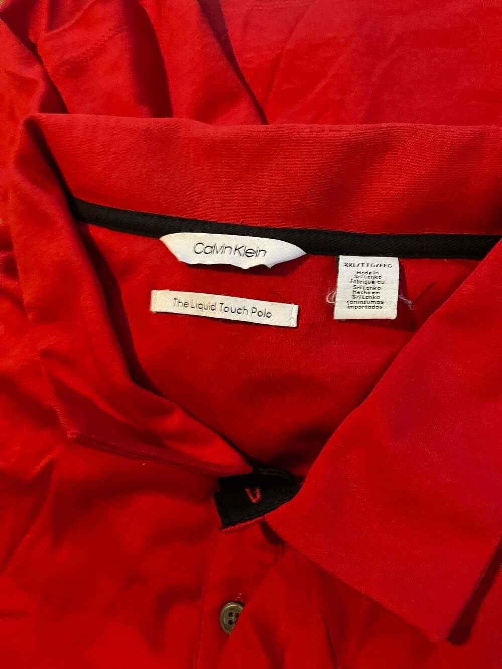 Calvin Klein The Liquid Touch Polo Long Sleeve Red Black Stripe Shirt XXL